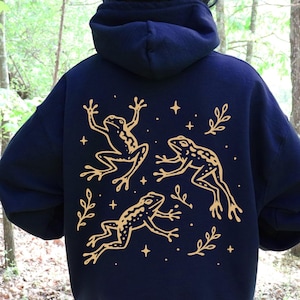 Frog Dance Hoodie, Dancing Frog Sweatshirt, Goblincore Animal Hoodie, Whimsical Frog Hoodie, Back Print Hoodie, Pullover Or Zip Up Hoodie