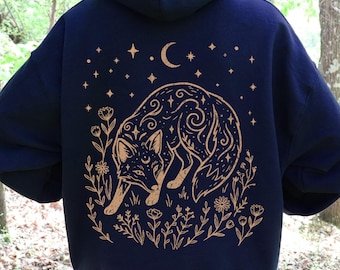 Clever Fox Hoodie, Woodland Fox Hoodie, Cottagecore Sweatshirt, Pullover Or Zip Up Hoodie