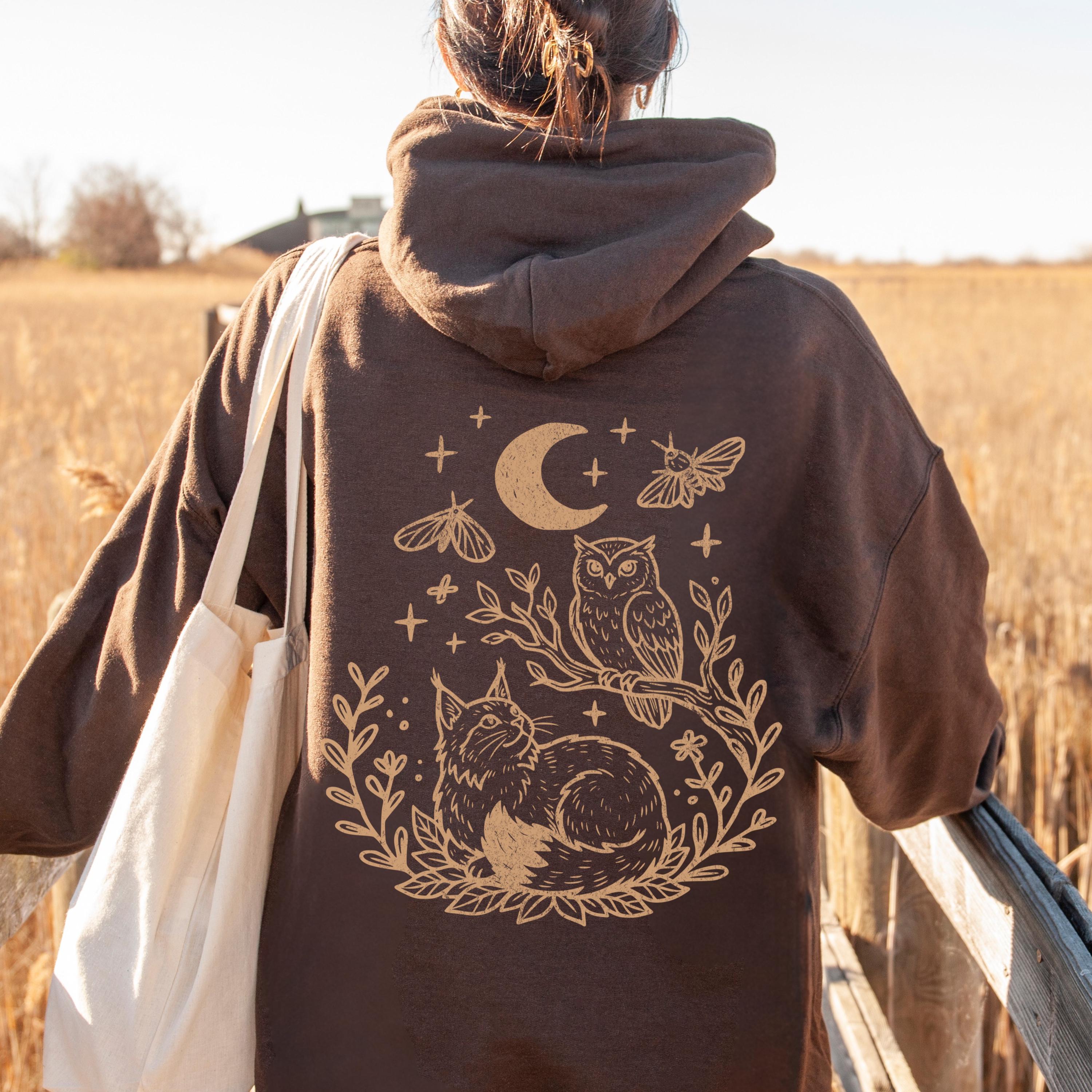 Woodlands Lynx And Horned Owl Hoodie, Lynx Hoodie, Owl Hoodie, Forest Animal Sweatshirt, Pullover Or