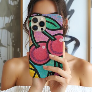 Y2K Kirsche Handyhülle, Retro Fruit Pop Art, Alt Girl Aesthetic, iPhone 16 15 14 13 12 11 8 Plus Pro Max Mini