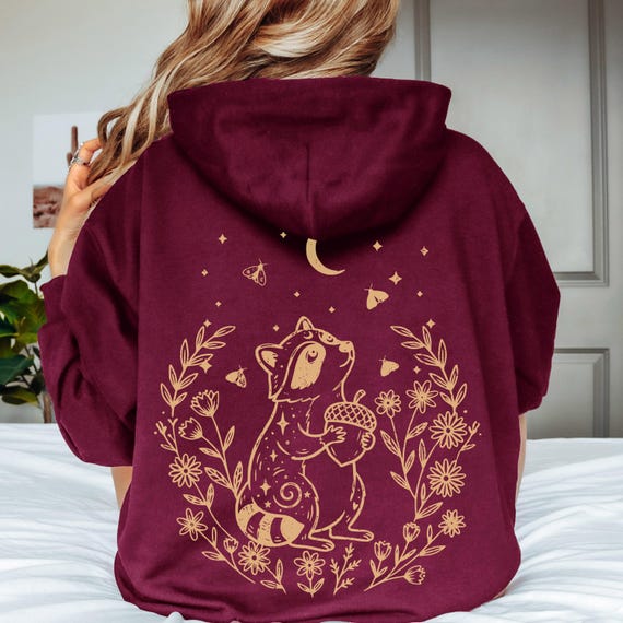 Wistful Celestial Raccoon Hoodie, Woodland Hoodie, Forestcore Hoodie, Celestial Hoodie, Animal Hoodie, Pullover Or Zip Up Hoodie