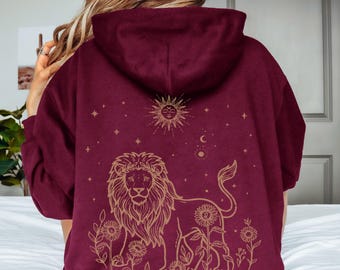 Leo Hoodie, Leo Zodiac Hoodie, Celestial Leo Sweatshirt, Astrology Hoodie, Pullover OR Zip Up Hoodie