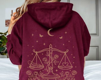 Libra Hoodie, Libra Zodiac Hoodie, Celestial Libra Sweatshirt, Astrology Hoodie, Pullover OR Zip Up Hoodie