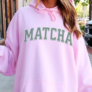 Matcha Unisex Hoodie, Matcha Hoodie, coole College Hoodies für Frauen, Geschenk für Matcha-Teeliebhaber, grüner Tee, ästhetischer Matcha-Tee Hoodie
