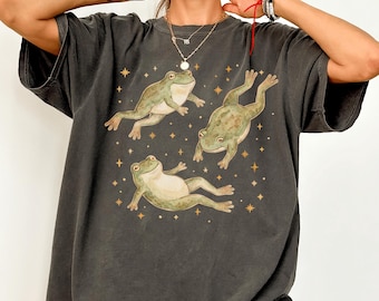 Camiseta Comfort Colors Starlight Frog Play, Camiseta de rana, Camiseta Cottagecore 100% algodón, Camiseta Nature de manga corta o larga