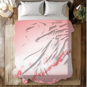 Cozy Pink Nature Blanket, Soft Tree Silhouette Throw | Perfect Gift for Nature Lovers, Hikers, and Home Decor Enthusiasts
