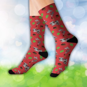 Funny Hiking Socks with Raccoons – Cozy Nature Gift for Campers and Wildlife Fans