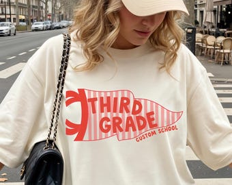 Custom Third Grade Teacher Shirt,3rd Grade Back to School Shirt,Comfort Colors 3rd Grade Team Shirts,Elementary Teacher Gift, Pennant Tee