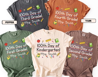 100 Days of School Comfort Colors Teacher Shirt, Grade Level 100 Day Shirt,Teacher Team 100 Days of School, 100 Days of Kindergarten Shirt