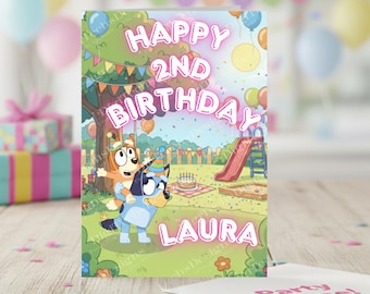 Personalised Bluey Birthday Card