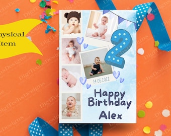 Personalized 2nd Birthday Photo Collage Card: Keepsake Milestone