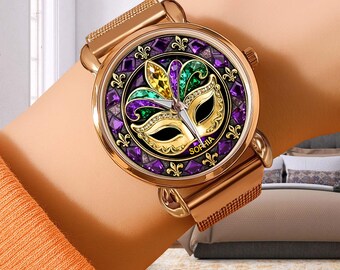 Benutzerdefinierte Karneval Karneval Luxusuhr, personalisierte Karneval Maske Uhr, personalisierte Karneval Maske Uhr