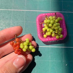 2Pcs Miniature grapes fruit vegetable handmade, Gift mom,  Miniatures fruit, doll house, Gift birthday