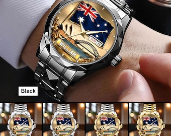 Personalisierte Australien Flagge Uhr, individuelle Sydney Wahrzeichen Uhr, Opernhaus Brücke Zifferblatt Uhr, Sydney Reisegeschenk