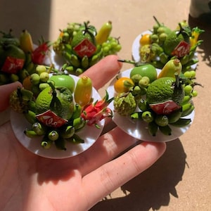 Combo Miniature fruit vegetable handmade, Gift mom,  Miniatures fruit, doll house, Gift birthday, home garden