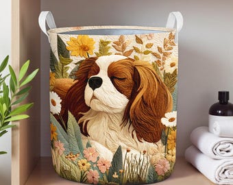 Cavalier King Charles Spaniel Wäschekorb, niedlicher Hundeaufbewahrungskorb, Welpenliebhaber Wohnkultur, Cavalier King Charles Spaniel Korb
