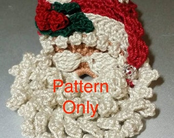 Crochet Father Christmas Holly and Stars Ornament