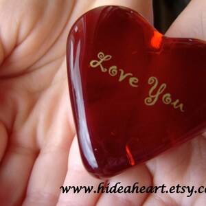 Wedding Love is Magical Ruby Red Glass Heart It's The Little Things that Count Valentine image 1
