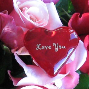 Wedding Love is Magical Ruby Red Glass Heart It's The Little Things that Count Valentine image 3