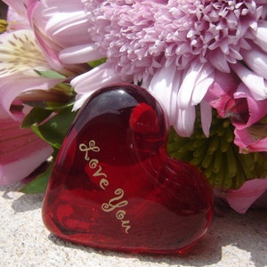 Wedding Love is Magical Ruby Red Glass Heart It's The Little Things that Count Valentine image 2