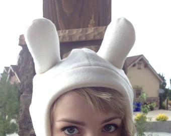 Handmade Fleece Adventure Time Fionna the Human Inspired Bunny Rabbit Hat