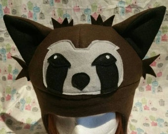 Rocket Raccoon from Guardians of the Galaxy Inspired Handmade Fleece Hat