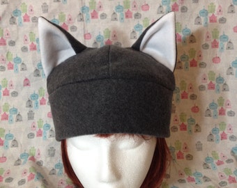 Fleece Wolf Hat in Natural Colors