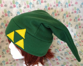 Link with Triforce from Zelda Inspired Fleece Hat Handmade