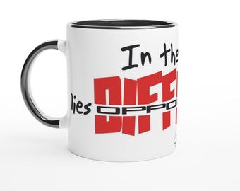 Taza de café motivacional: En medio de la dificultad reside la oportunidad - Cerámica negra de 325 ml