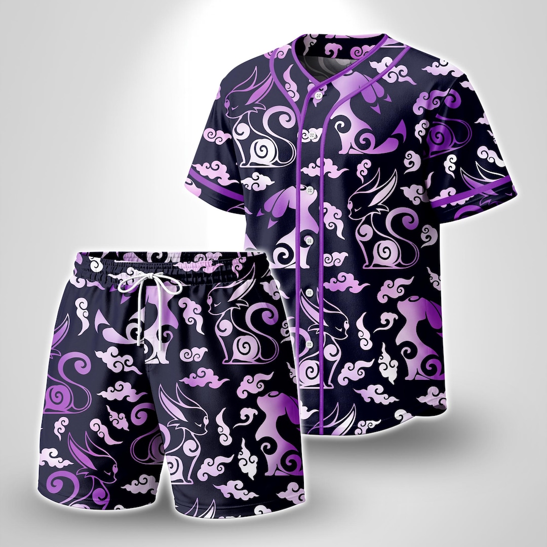 Umbreon Espeon Baseball Jersey Unisex Mystic Button up Shirt Anime
