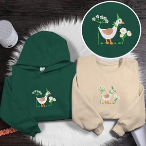 Embroidered Duck Sweatshirt, Cute Duck Lover Shirt, Funny Animal Hoodie, Cozy Embroidered Crewneck, Duck Season Top, Christmas Gift