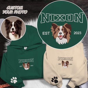 Hund gesticktes Sweatshirt Kundenspezifischer Hunde Hoodie gestickter Hundename Personalisiertes Haustier-Gesicht von Ihrem Foto-Sweatshirt Geschenke für Hundeliebhaber