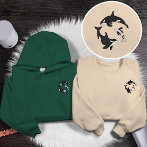 Orca Embroidered Sweatshirt, Killer Whale Ocean Crewneck, Sea Life Shirt, Marine Animal Tee, Coastal Gift for Nature and Sea Life Lovers