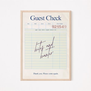 bites and banter | guest check Print | guest check | guest check Art | dopamine decor | guest check prints | Digital Download
