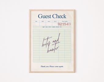 bites and banter | guest check Print | guest check | guest check Art | dopamine decor | guest check prints | Digital Download