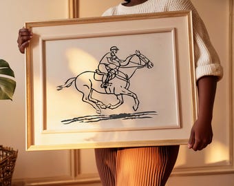 Impresión de jugador de polo / impresión de arte lineal / decoración de Ralph Lauren / arte de pared antiguo / impresión de caballo vintage / arte ecuestre / descarga digital