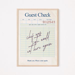 chef was cute | guest check print | guest check | guest check art | dopamine decor | guest check prints | digital download