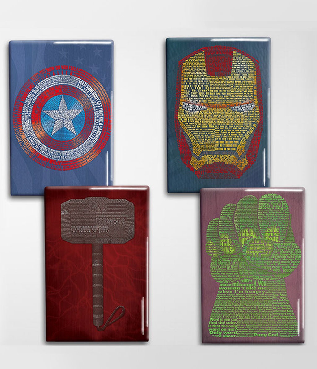 Four Magnets 2x3 each Avengers Decorative Art Magnet Set Four Magnets 2x3 each Avengers Decorative Art Magnet Set