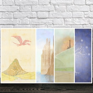 El Señor de los Anillos JRR Tolkien Tipografía Cartel Set Palabra Arte Sin Marco