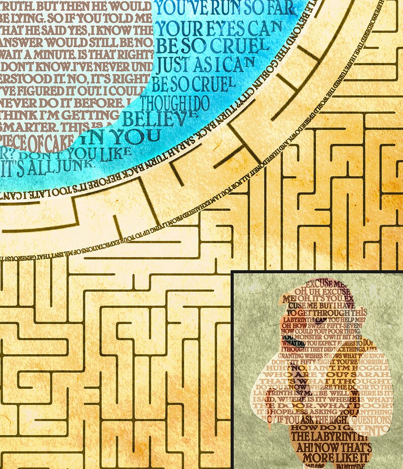 Framed Labyrinth Word Art Print Bowie Typography Poster Etsy