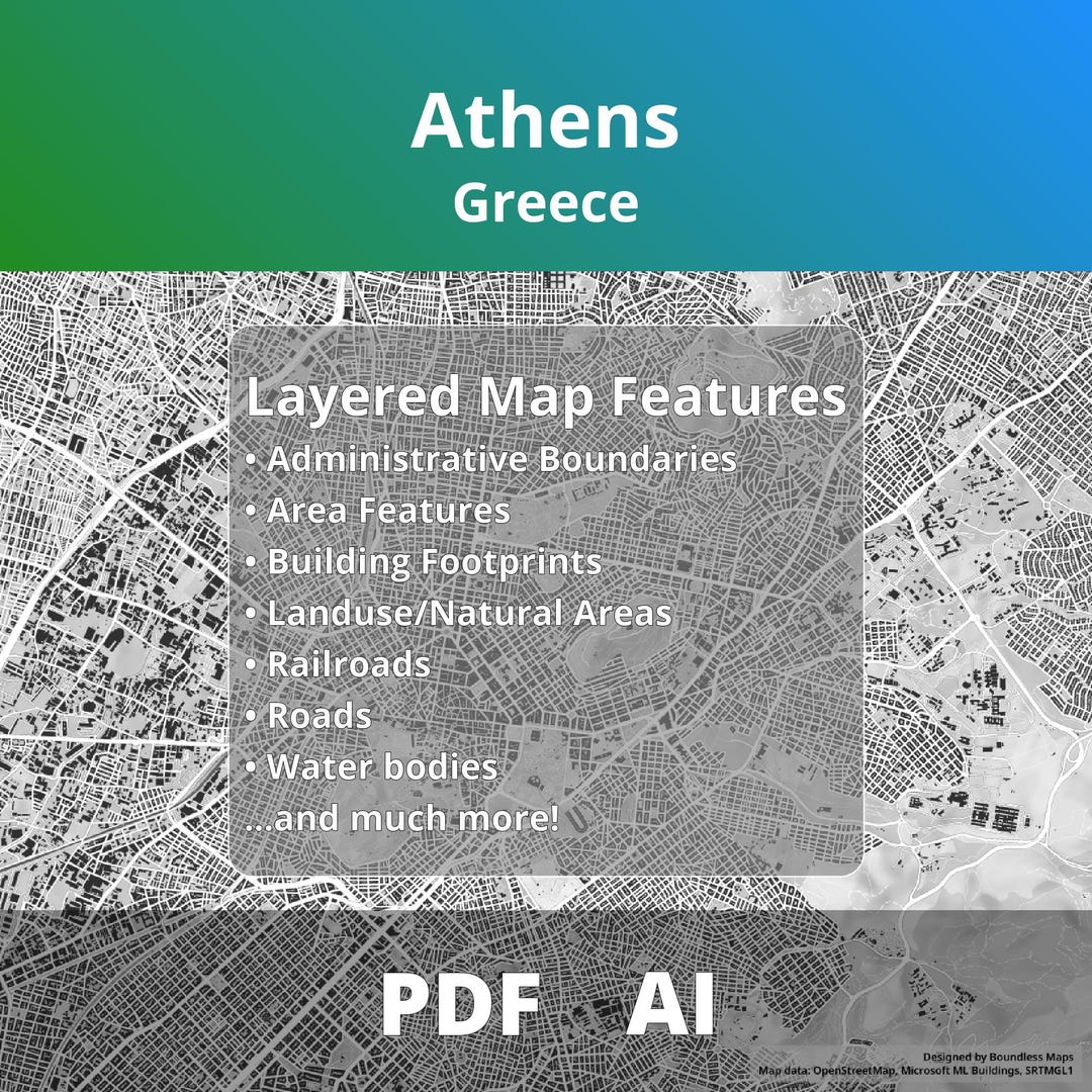 Athens (greece) - Figure Ground Vector Map | Roads, Buildings ...