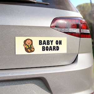 Zabawny magnes samochodowy „Baby On Board” - uroczy znak bezpieczeństwa dla niemowląt do pojazdów - poziomy prostokątny wzór