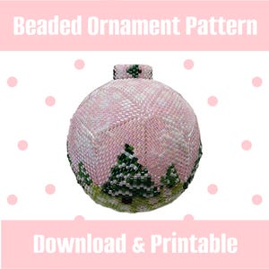 Snow and Trees Beaded Ornament Pattern: 3D Christmas Bulb (Digital Download)