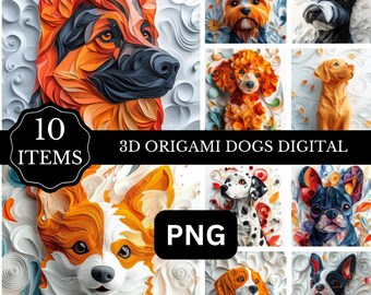 3D Origami Dog Breed Prints: Geometric Pet Wall Art (Digital Download)