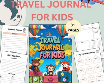 Kids Travel Journal PDF, Vacation Memory Book, Family Trip Activity Pages