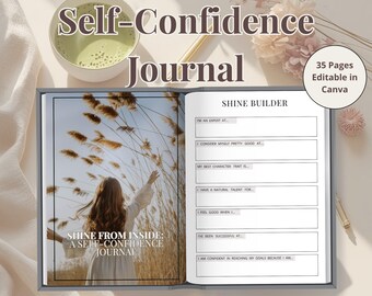 Self Confidence Workbook PDF, Personal Growth Journal, Mindset Building Guide