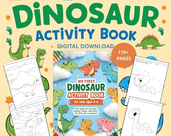 Dinosaur Activity Binder PDF, Preschool Learning Activities, Toddler Dino Worksheets