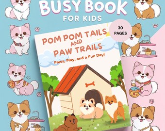 Pomeranian Busy Book PDF, Preschool Learning Activities, Dog Theme Toddler Workbook
