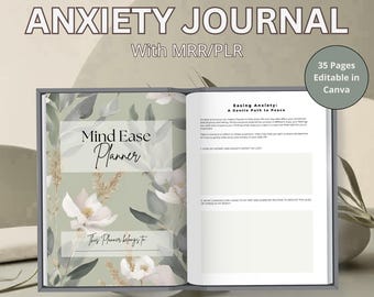 Anxiety Planner PDF, Mental Health Journal, Stress Management Workbook