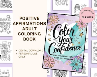 Affirmation Coloring Pages PDF, Positive Mindset Coloring Book, Self Care Activity